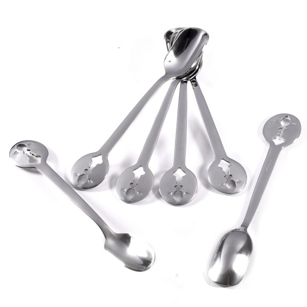 Encontraproduto.com.br - Jogo com 6 Colheres de Café Chá Inox Moka Prata Kiss Bugatti
