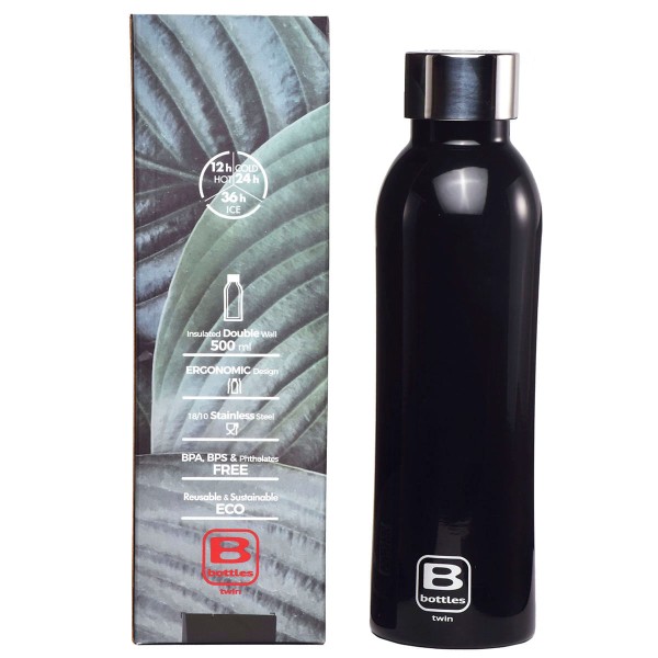 Encontraproduto.com.br - Garrafa Térmica Squeeze Academia 500ml Preta Twin Bugatti