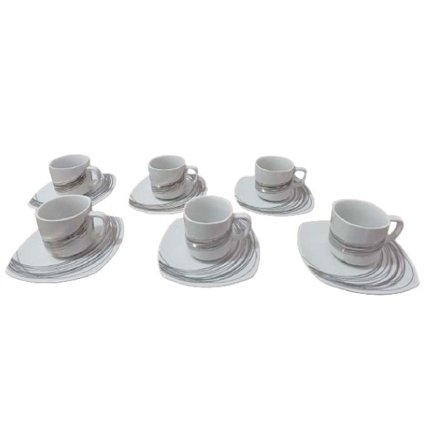 Jogo 6 Xícaras e Pires Café Porcelana Italiana 50ml Bugatti