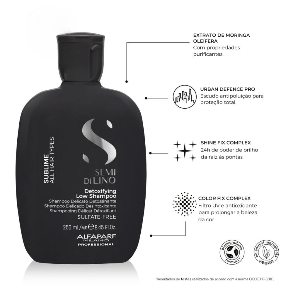 Encontraproduto.com.br - Alfaparf Semi di Lino Sublime Detoxifying Low Shampoo 250ml