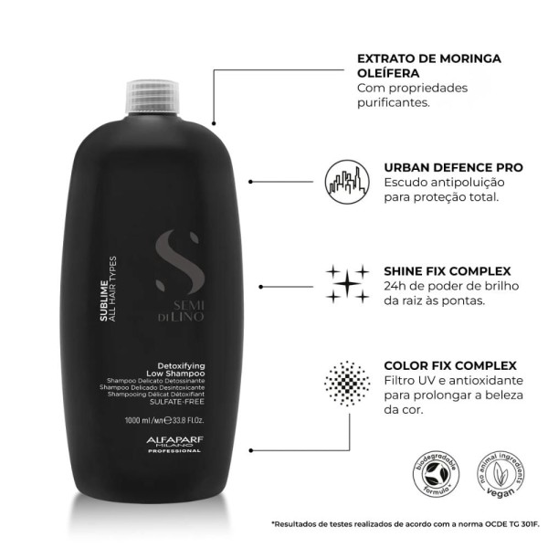 Encontraproduto.com.br - Alfaparf Semi di Lino Sublime Detoxifying Low Shampoo 1000ml