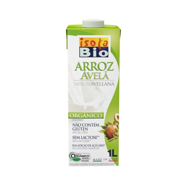 Encontraproduto.com.br - Bebida Vegetal de Arroz sem Lactose Zero Açúcar UHT Sabor Avelã Isola Bio 1 Litro