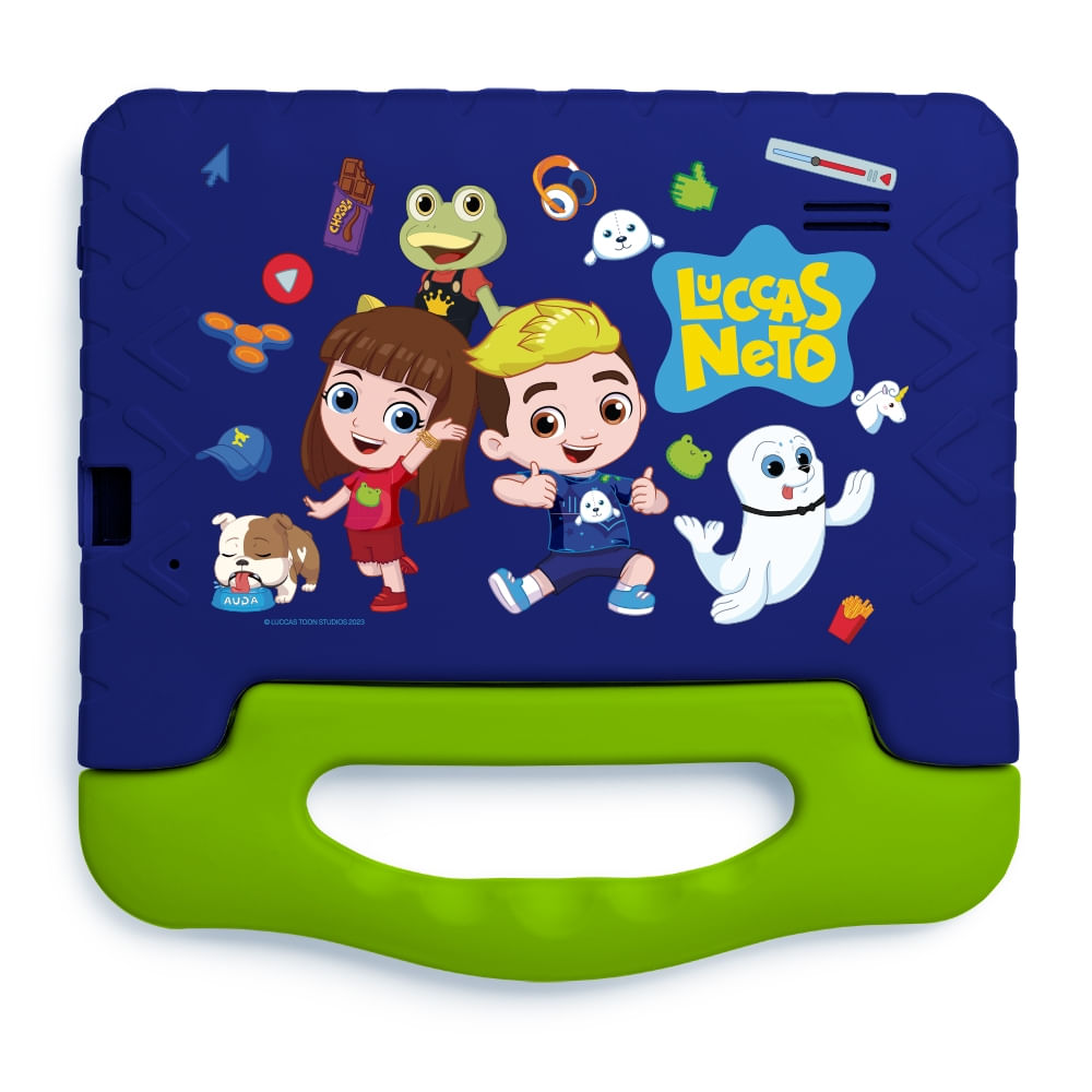 Encontraproduto.com.br - Tablet Infantil Luccas Neto 4GB RAM + 64GB + Tela 7 pol + Case + Wi-fi + Android 13  + Quad Core Multi - NB423OUT [Reembalado]