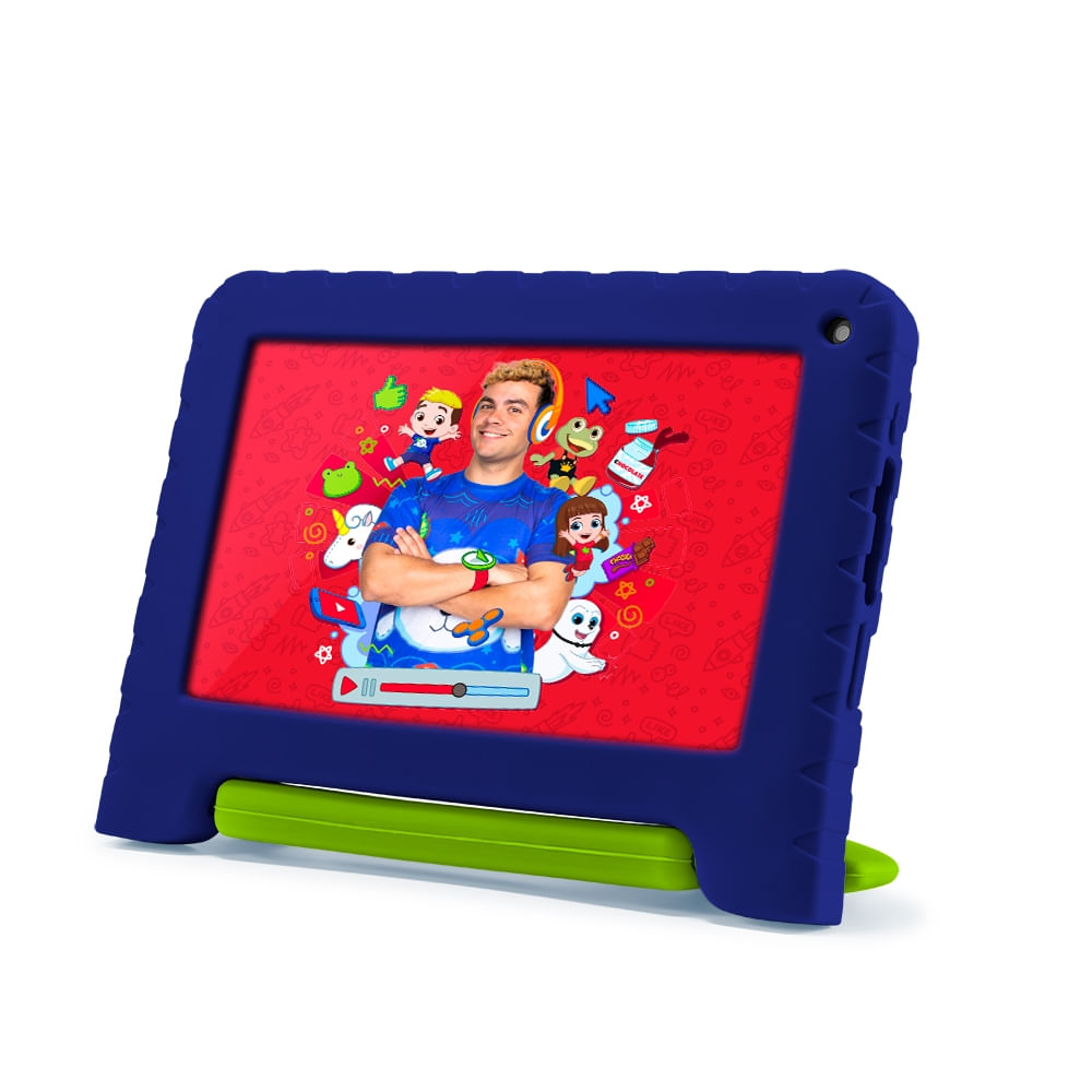 Encontraproduto.com.br - Tablet Infantil Luccas Neto 4GB RAM + 64GB + Tela 7 pol + Case + Wi-fi + Android 13  + Quad Core Multi - NB423OUT [Reembalado]
