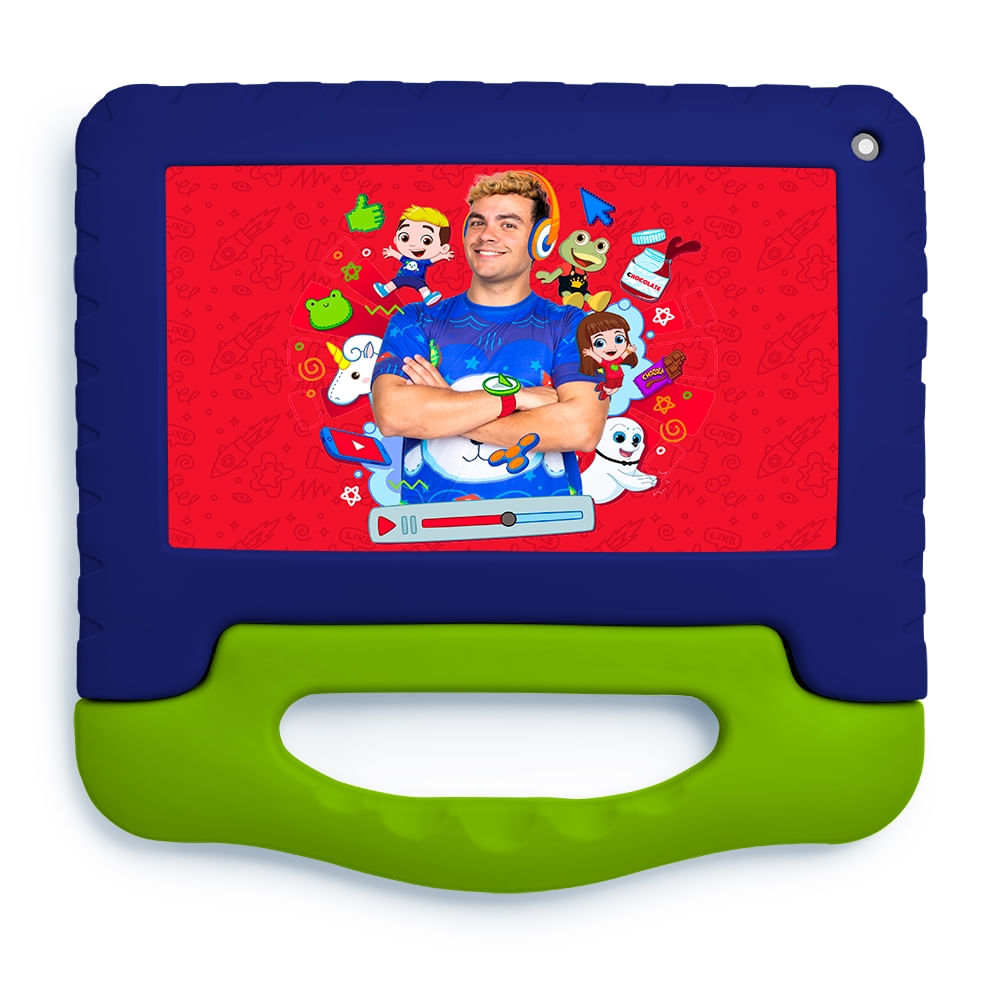 Encontraproduto.com.br - Tablet Infantil Luccas Neto 4GB RAM + 64GB + Tela 7 pol + Case + Wi-fi + Android 13  + Quad Core Multi - NB423OUT [Reembalado]