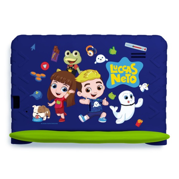 Encontraproduto.com.br - Tablet Infantil Luccas Neto 4GB RAM + 64GB + Tela 7 pol + Case + Wi-fi + Android 13  + Quad Core Multi - NB423OUT [Reembalado]