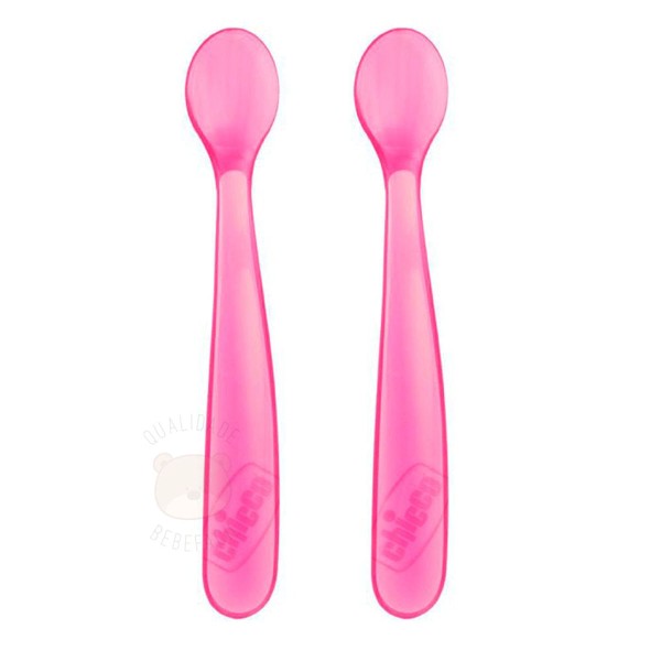 Encontraproduto.com.br - Colher de Silicone 6m  com 2 unidades Rosa Chicco