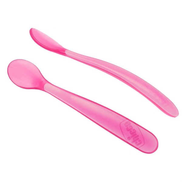 Encontraproduto.com.br - Colher de Silicone 6m  com 2 unidades Rosa Chicco