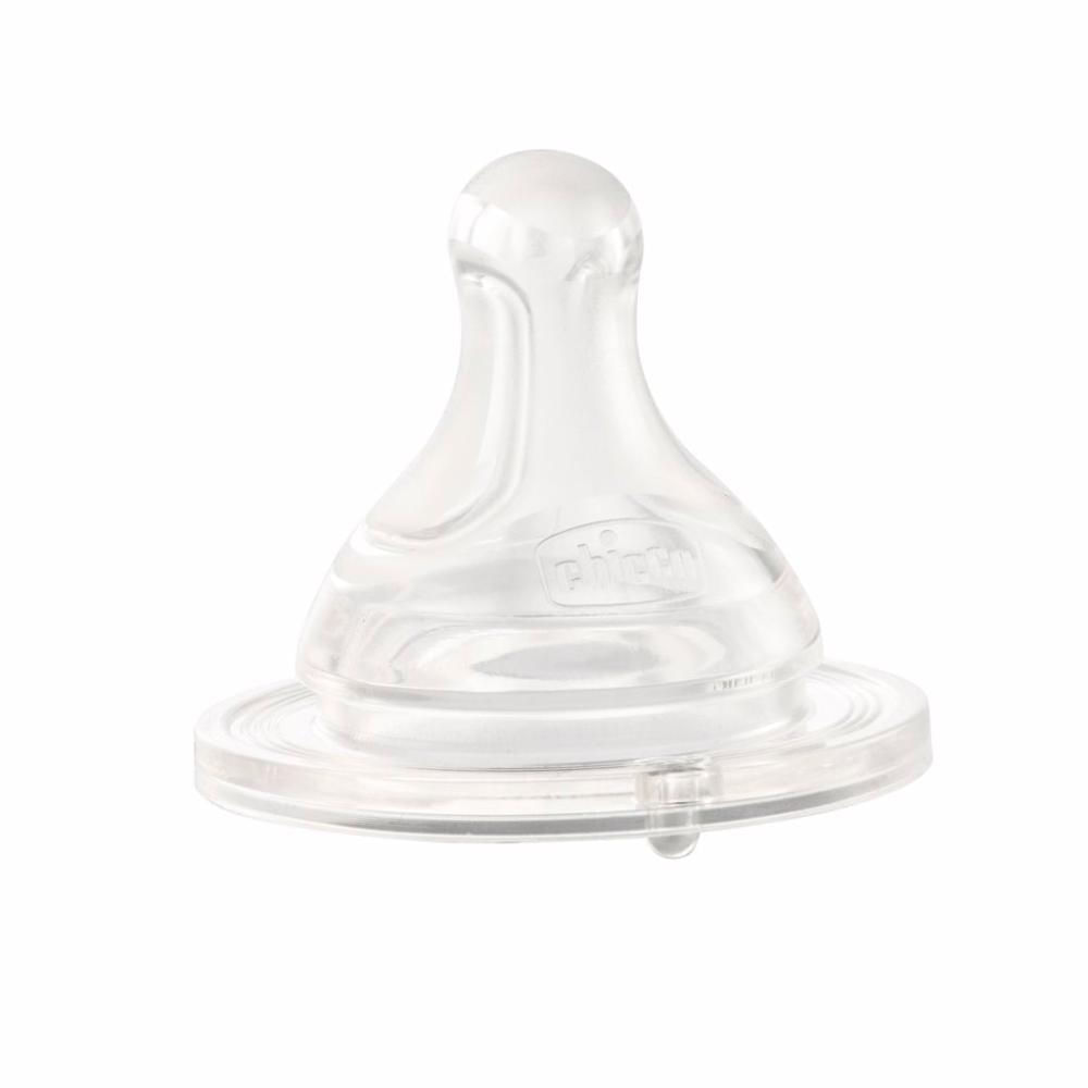 Kit 2 Bico de Mamadeira de Bebê +6 Meses Silicone Válvula Anticólica Fluxo Papa Perfect Chicco