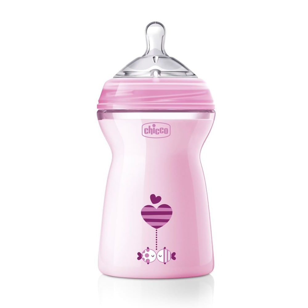 Encontraproduto.com.br - Mamadeira Step Up 6M+ 330ML Fluxo Rápido Chicco Rosa