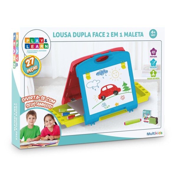 Encontraproduto.com.br - Lousa Magica Maleta 2 em 1 Play e Learn Multikids - BR1215OUT [Reembalado]