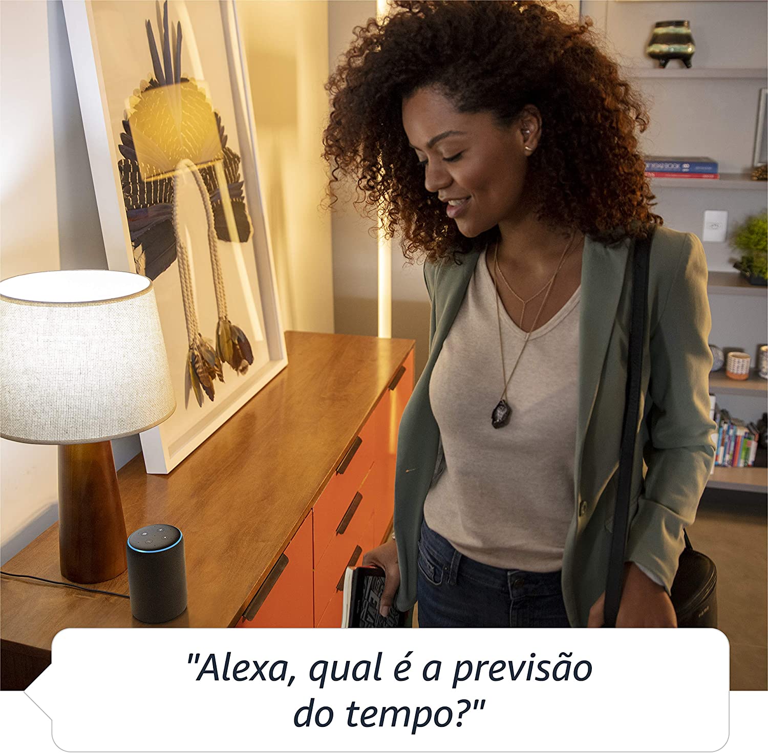 Encontraproduto.com.br - Smart Speaker com Alexa Amazon Echo 3ª geração - Cor Preta