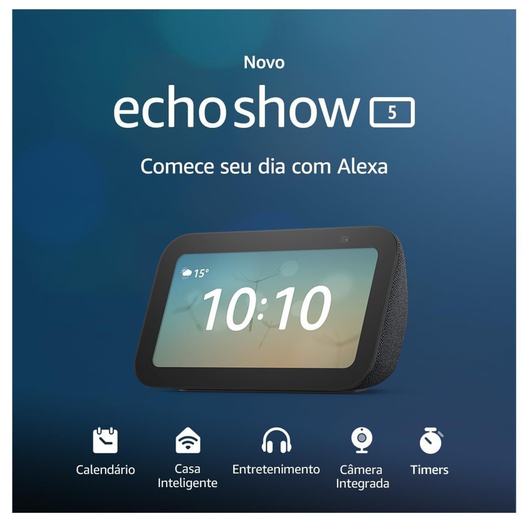 Encontraproduto.com.br - Amazon Echo Show 5, 3° Geração, Smart Speaker com Alexa, Preto