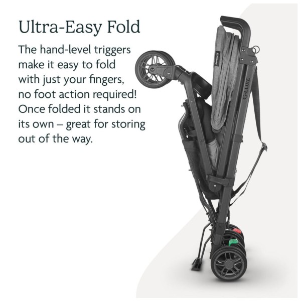 Encontraproduto.com.br - Carrinho de Bebê Leve e Reclinável com Cesta de Armazenamento, Assento Espaçoso e Porta-Copos, UPPAbaby G-Luxe, Cinza e Preto