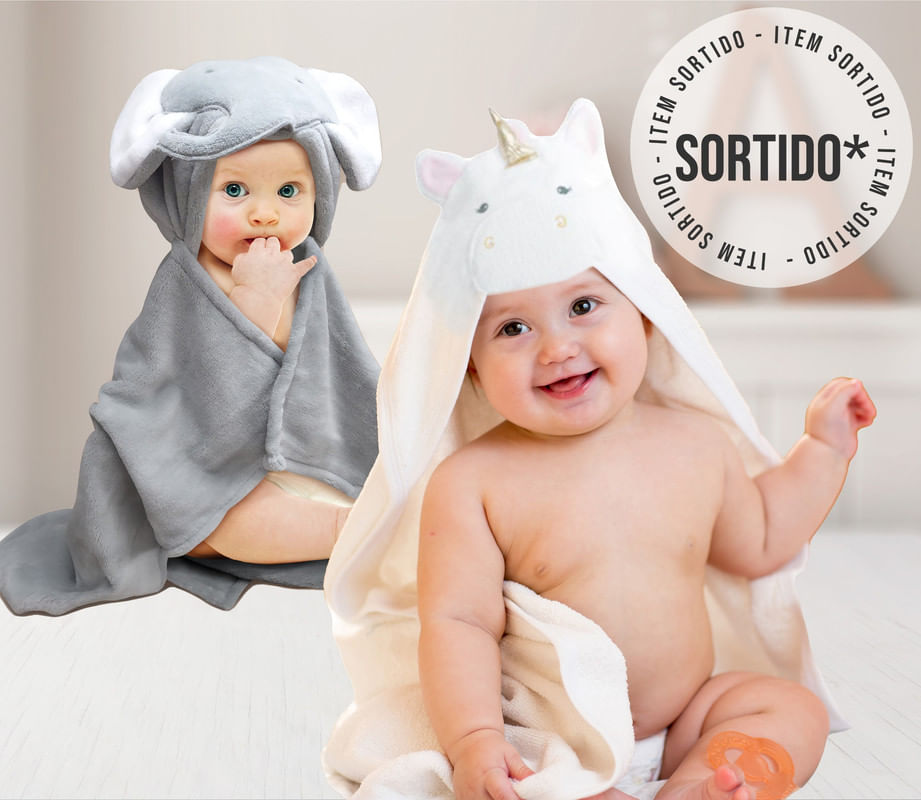 Toalha de Bebê com Capuz Cores Sortidas 70x1m Members Mark