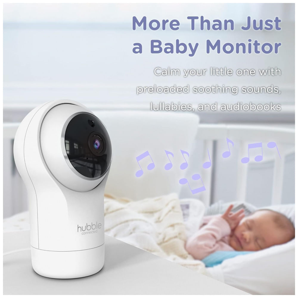 Encontraproduto.com.br - Babá Eletrônica com Câmera, Áudio, Visão Noturna e Canções de Ninar, HUBBLE CONNECTED, Branca