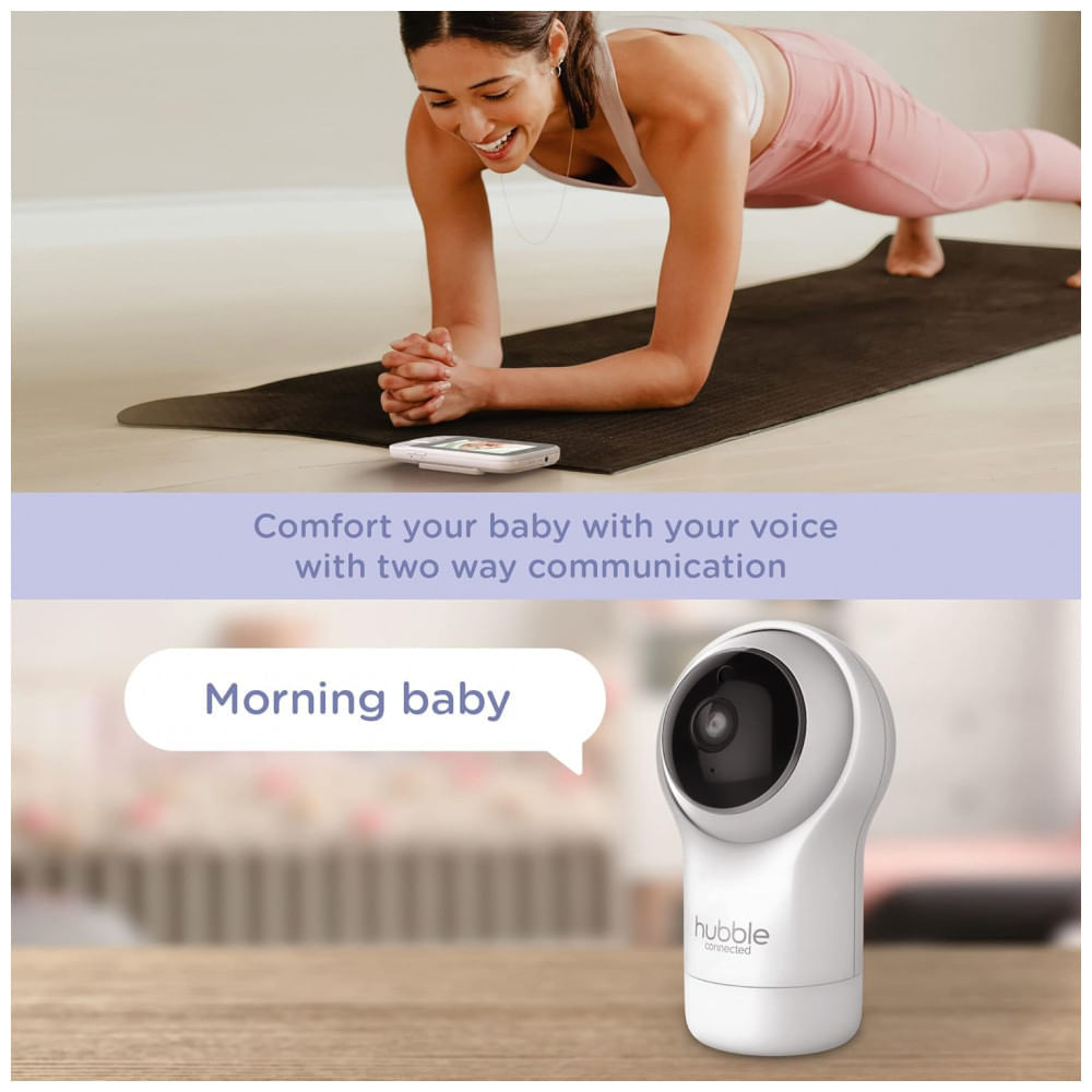 Encontraproduto.com.br - Babá Eletrônica com Câmera, Áudio, Visão Noturna e Canções de Ninar, HUBBLE CONNECTED, Branca