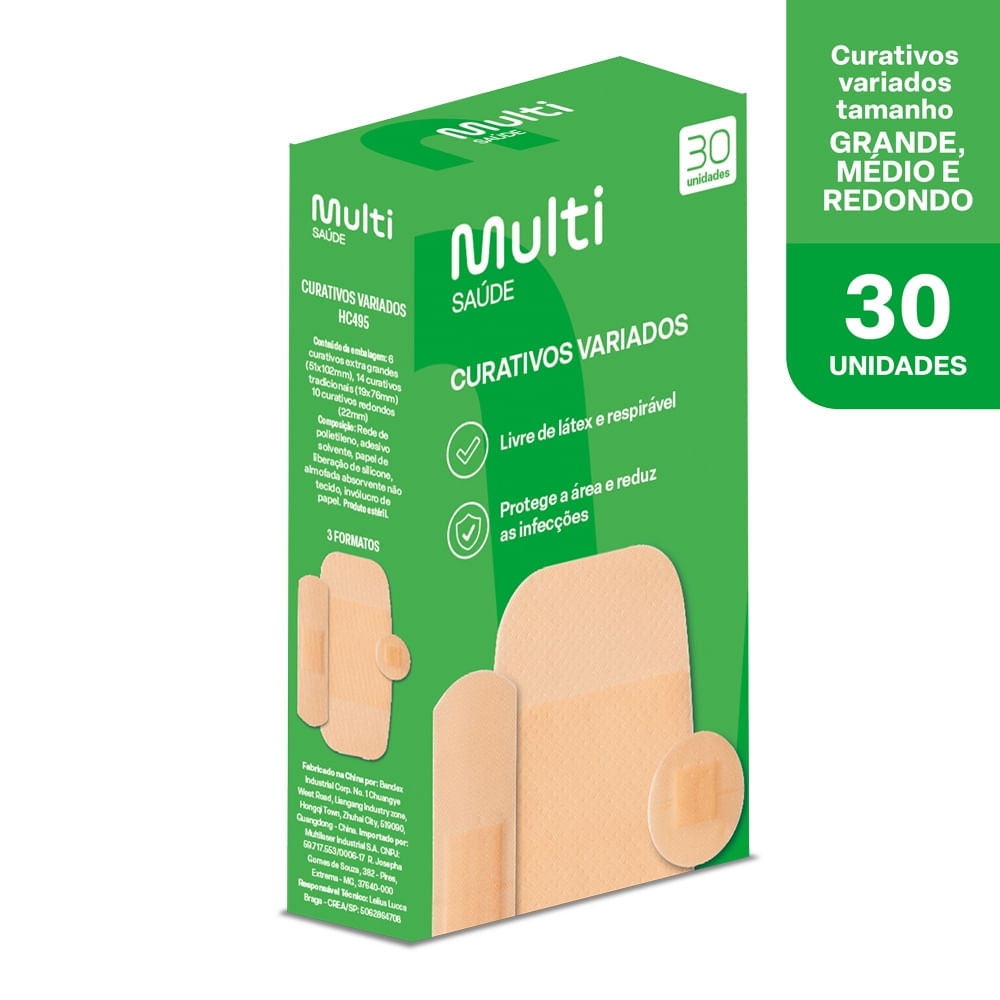 Encontraproduto.com.br - Curativos Variados Caixa com 30un Multi Saúde - HC495OUT [Reembalado]