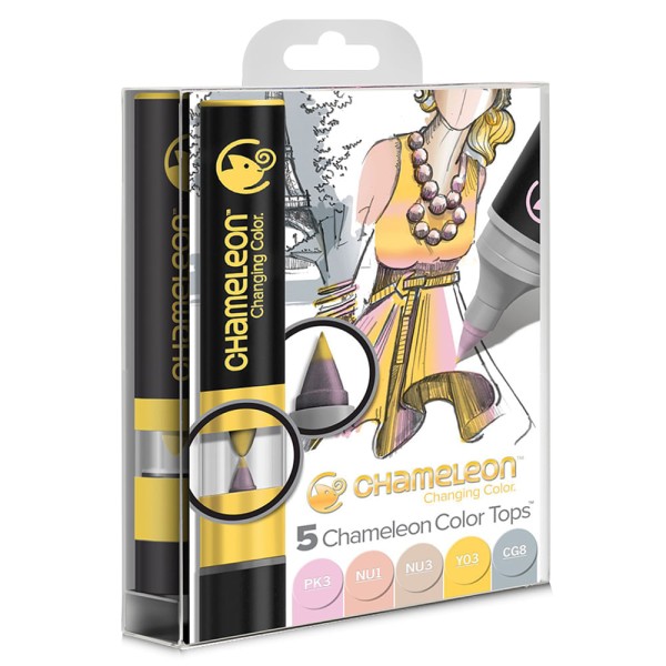 Encontraproduto.com.br - Kit Mistura Canetas Color Tops Tons Pastel Chameleon com 5 Cores CT4501