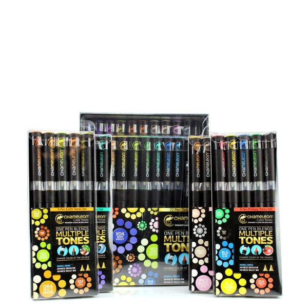 Encontraproduto.com.br - Kit Canetas Tons de Azul Chameleon com 5 Unidades CT0513