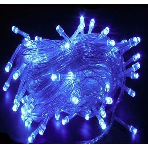 Pisca-pisca Cordão Transparente 100 Led Azul 8 Funções 110V