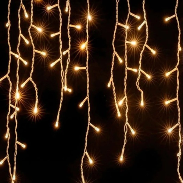 Pisca-Pisca Cascata Fio Branco 400 Leds Morno Fixo 110V
