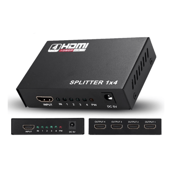Distribuidor Sinal Splitter HDMI 1x4 Full HD 1080p 3D HDTV 1.4