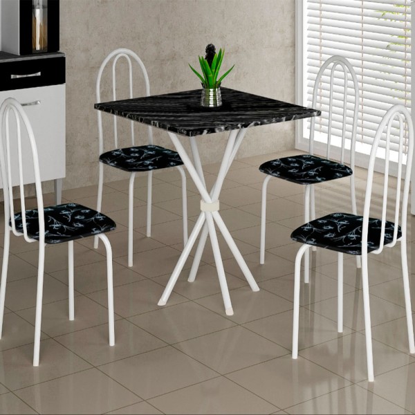 Encontraproduto.com.br - Mesa de Jantar 4 Cadeiras Branca Anne Soma Móveis
