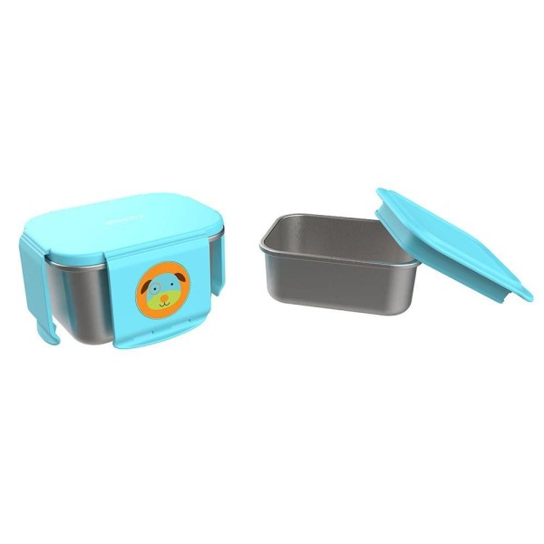 Encontraproduto.com.br - Kit Lanche 2 Potes Aço Inox Zoo Cachorro Skip Hop Verde