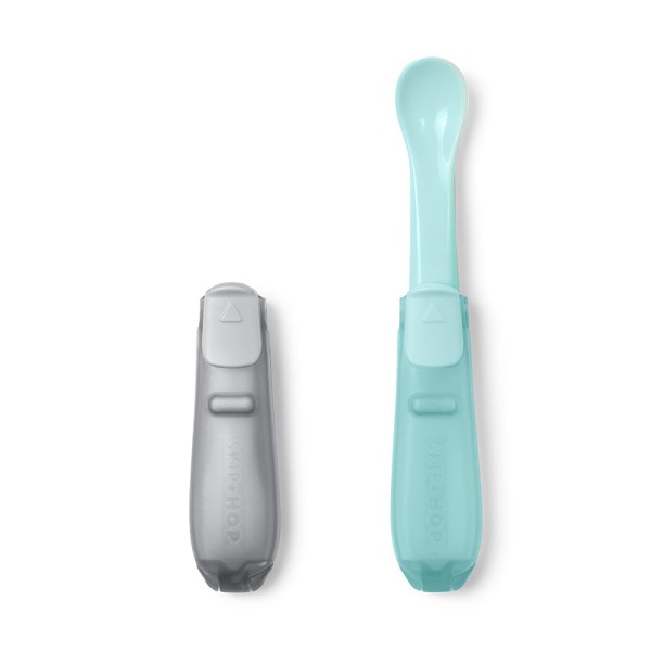 Encontraproduto.com.br - Kit Duas Colheres Skip Hop Dobráveis Easy-Fold Cinza e Azul