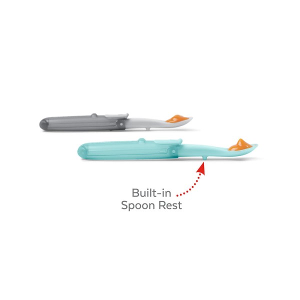 Encontraproduto.com.br - Kit Duas Colheres Skip Hop Dobráveis Easy-Fold Cinza e Azul