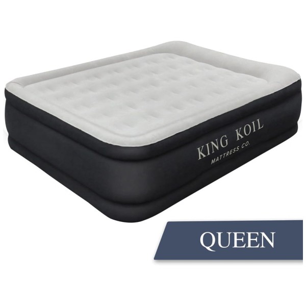 Encontraproduto.com.br - Cama Colchão Inflável de Ar Queen com Bomba Embutida Altura 50, KING KOIL 29170, Preto