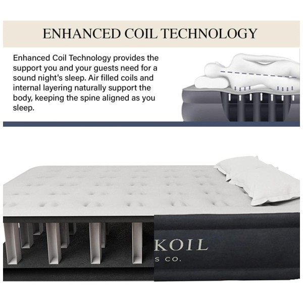Encontraproduto.com.br - Cama Colchão Inflável de Ar Queen com Bomba Embutida Altura 50, KING KOIL 29170, Preto