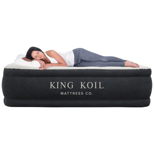 Encontraproduto.com.br - Cama Colchão Inflável Cama com Bomba de Ar Integrada Altura 50, KING KOIL 29171, Preto