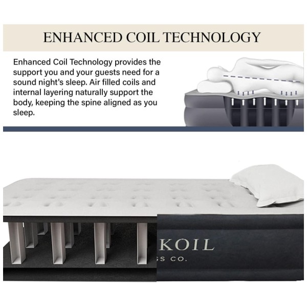 Encontraproduto.com.br - Cama Colchão Inflável Cama com Bomba de Ar Integrada Altura 50, KING KOIL 29171, Preto