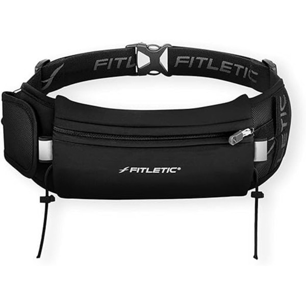 Pochete para Corrida com porta gel e bolso extra Ultimate II Fitletic - Zíper Preto