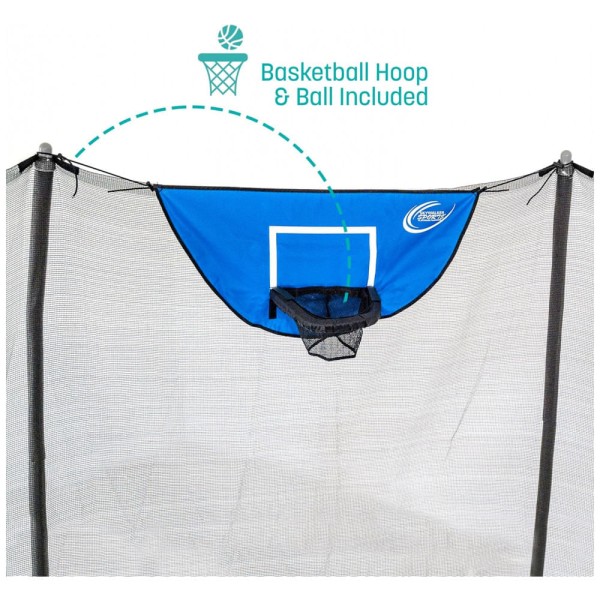 Encontraproduto.com.br - Cama Elastica Capacidade até 80 kg com Cesta de Basquete, Skywalker Trampolines, Vermelha