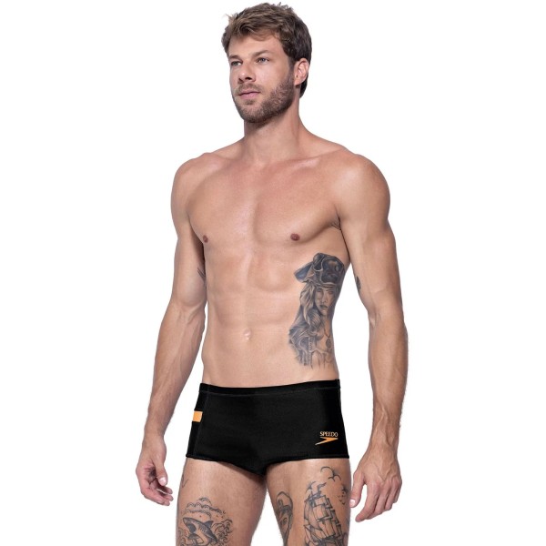 Sunga Speedo Tradicional Recorte Masculina - Preta/Laranja