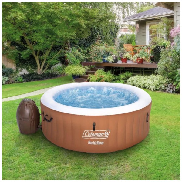 Encontraproduto.com.br - Spa Inflável Hidromassagem para 2 a 4 Pessoas com 120 Jatos Calmantes e Capa, Coleman, Marrom