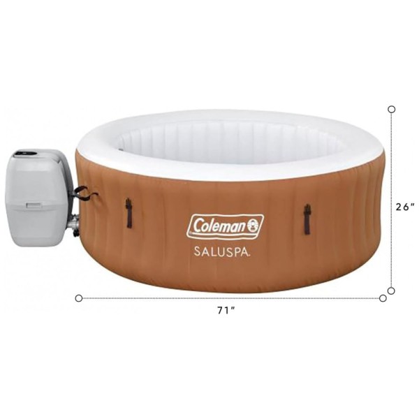 Encontraproduto.com.br - Spa Inflável Hidromassagem para 2 a 4 Pessoas com 120 Jatos Calmantes e Capa, Coleman, Marrom