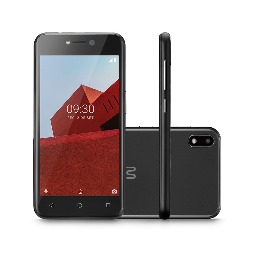 Encontraproduto.com.br - Smartphone Multilaser E 3G 32GB - 5.0 pol. Dual Chip - 5MP + 5MP Android 8.1 (Go edition) Quad Core - Preto - P9128OUT [Reembalado]