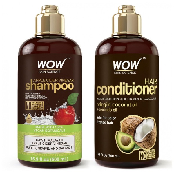 Encontraproduto.com.br - Shampoo e Condicionador Óleo de Coco e Abacate Virgem Reduz a Coceira Caspa e Frizz 500ml, BUYWOW B07HRNLW6V, Marrom Escuro