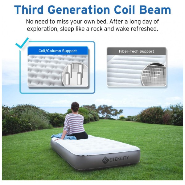 Encontraproduto.com.br - Cama Colchão Inflável Queen Twin Air Colchão Altura 22, com Sacola, ETEKCITY EAM ET2, Cinza