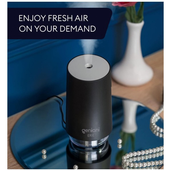 Encontraproduto.com.br - Umidificador 250ML, com Desligamento Automático e Luz Noturna, GENIANI Erie, Preto