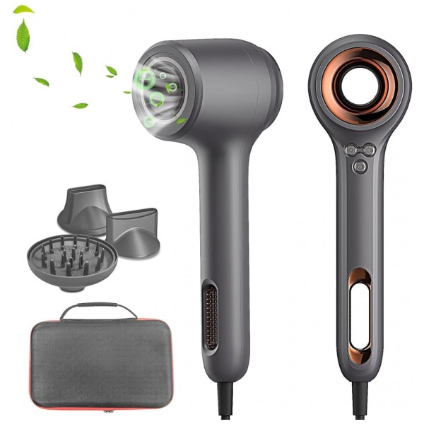 Encontraproduto.com.br - Secador de Cabelo Profissional com 3 Velocidades e 3 Temperaturas, 1400W, SKANWEN, Cinza