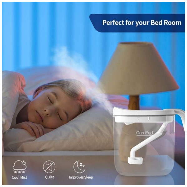 Encontraproduto.com.br - Umidificador Ultrassônico Portátil 2.8L, com Desligamento Automático, Silencioso, 110v, CAREPOD 21P, Branco