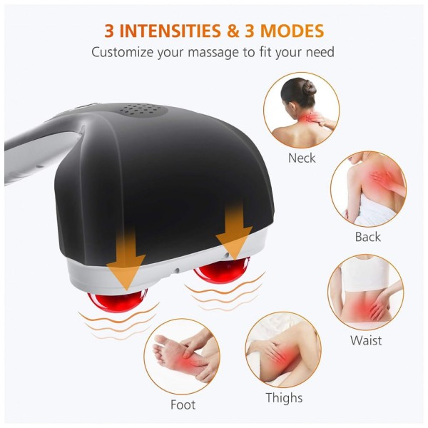 Encontraproduto.com.br - Massageador Terapêutico Elétrico de Percussão sem Fio Portátil com 6 Acessórios e 3 Velocidades, SNAILAX 498, Preto e Branco