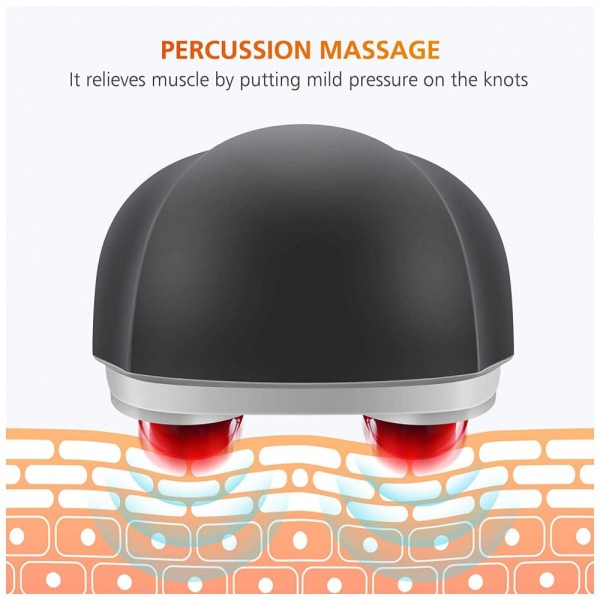Encontraproduto.com.br - Massageador Terapêutico Elétrico de Percussão sem Fio Portátil com 6 Acessórios e 3 Velocidades, SNAILAX 498, Preto e Branco