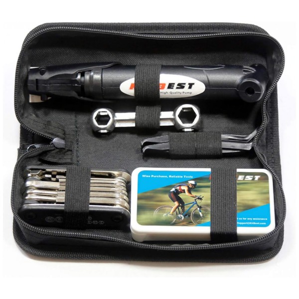 Encontraproduto.com.br - Bomba de Piso Ergonômica para Bicicleta com Medidor e Válvula Inteligente 120 PSI e com Kit Reparo, KITBEST, Preto