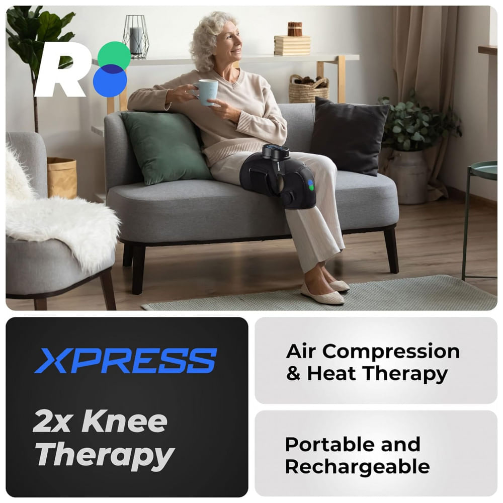 Encontraproduto.com.br - Massageador Elétrico de Compressão para Joelhos 3 Modos e 3 Intensidades, Bivolt, REATHLETE, Preto